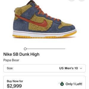 Nike SB Dunk High Papa Bear size 13